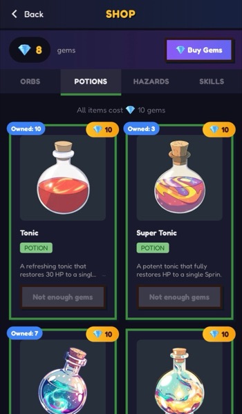 Stock up on items at the shop